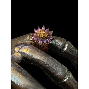 Beautiful Amethyst and Citrine gold-plated Sterling 925 Flower petal ring Size 5